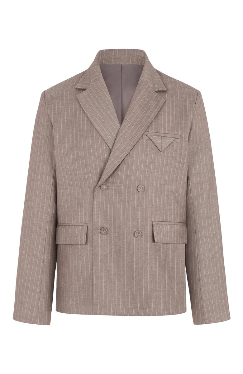 Manière De Voir Didier Double Breasted Pinstripe Suit Jacket, Alternate, color, Taupe