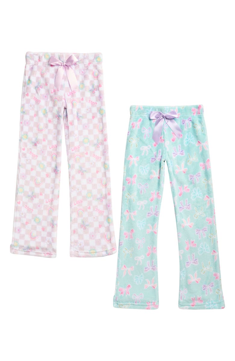 SLEEP ON IT Kids' Assorted 2-Pack Flannel Fleece Pajama Pants, Main, color, Purple/ Blue Multi