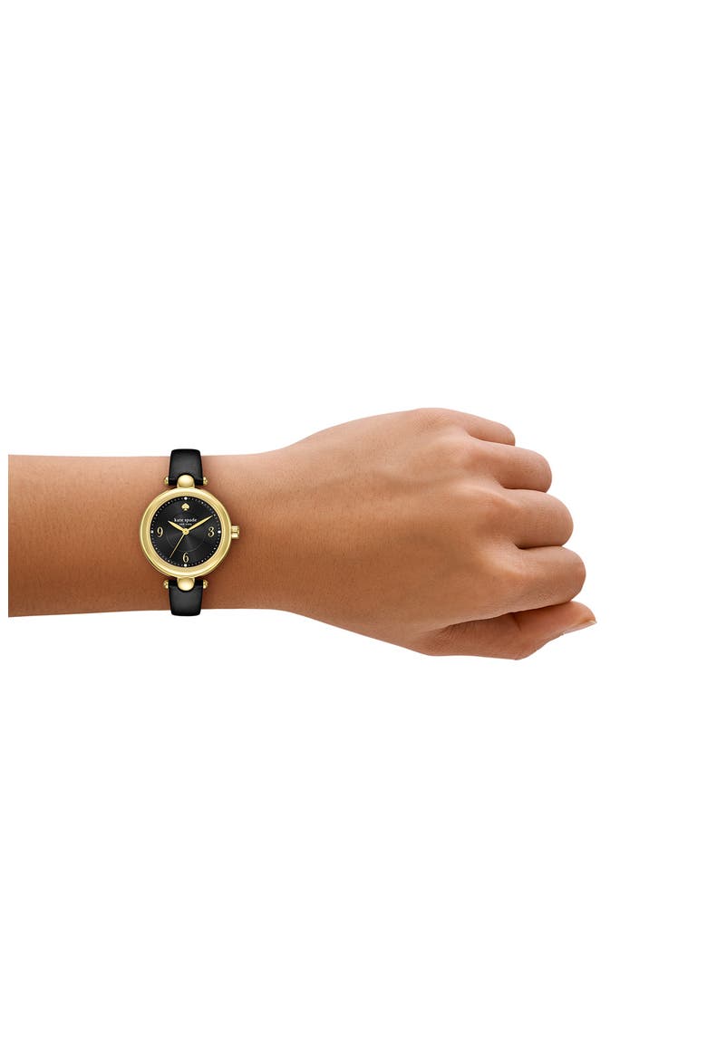 gracie leather strap watch, 32mm, Alternate, color, GOLD