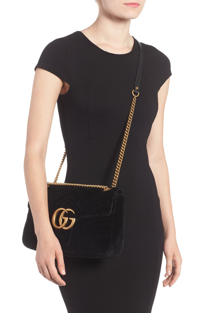 Gucci Medium GG Marmont 2.0 Matelassé Velvet Shoulder Bag, Alternate, color,