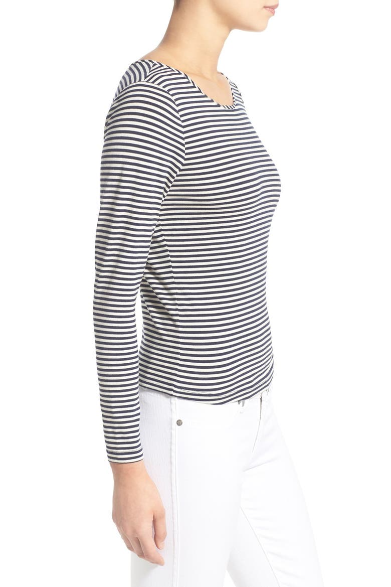 Stripe Button Back Top, Alternate, color, NAVY WAFFLE STRIPE