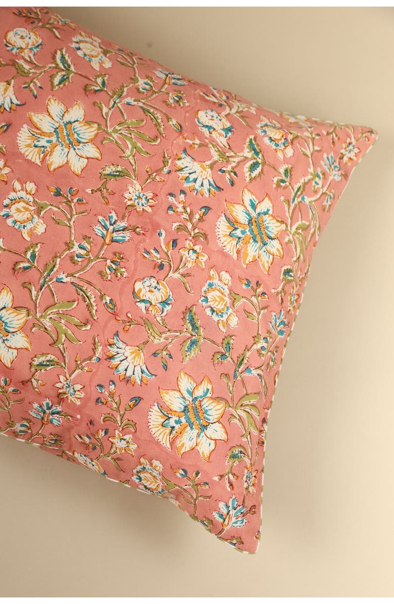 Ninéh Coral Spring Block Print Pillow, Alternate, color, Coral