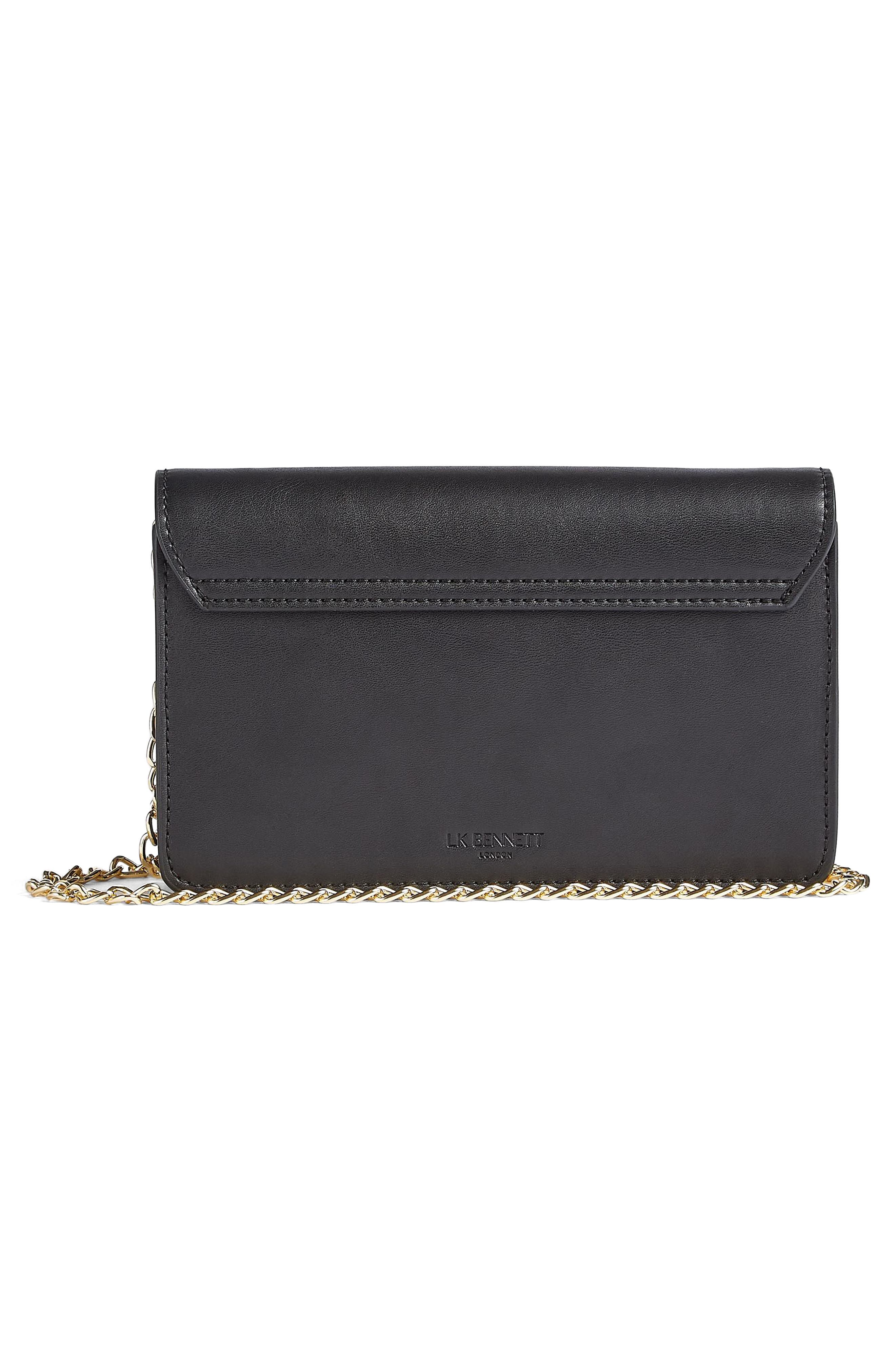 LK Bennett Otto Structured Faux Leather Clutch, Alternate, color, Bla-Black