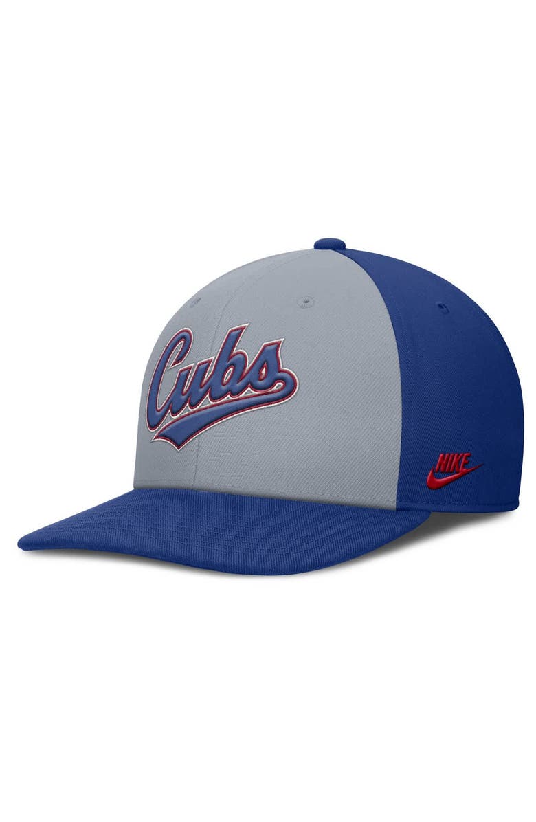 Nike Men's Nike Gray/Royal Chicago Cubs Pro Performance Snapback Hat, Alternate, color, Gray