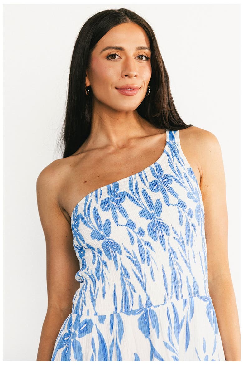 Brisa One Shoulder Midi Dress, Alternate, color, White and Blue