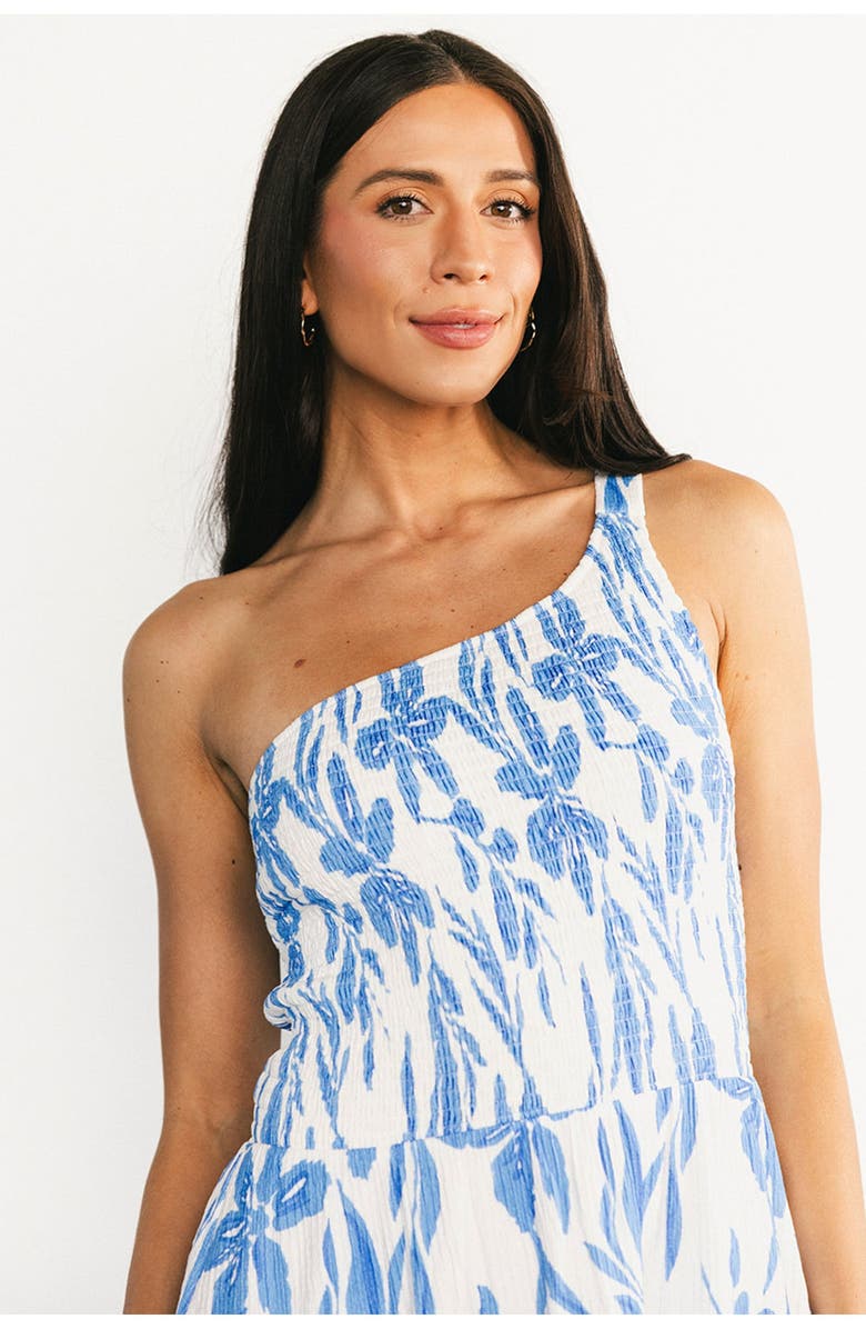 Baltic Børn Brisa One Shoulder Midi Dress, Alternate, color, White And Blue
