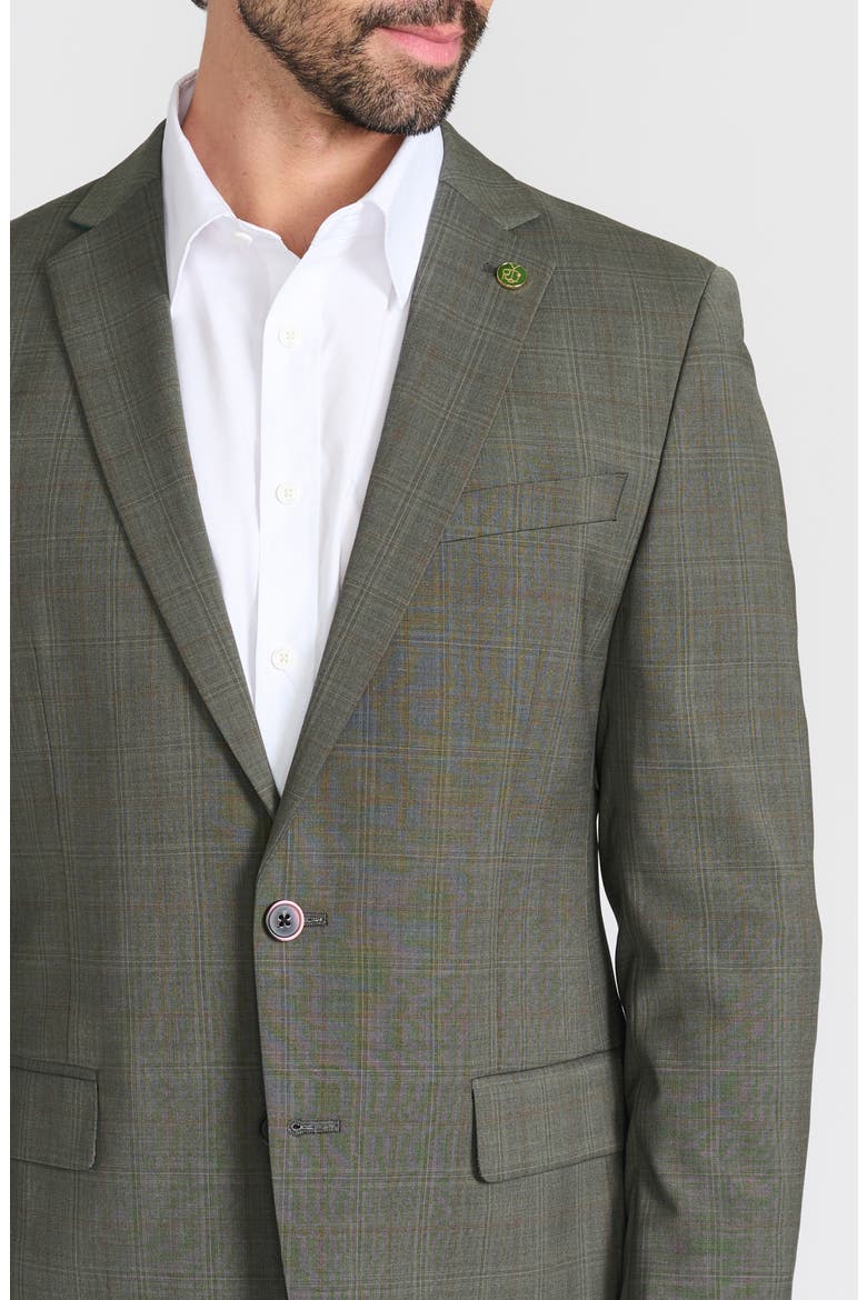 Olive Windowpane Plaid Wool Blend Suit, Alternate, color, OLIVE
