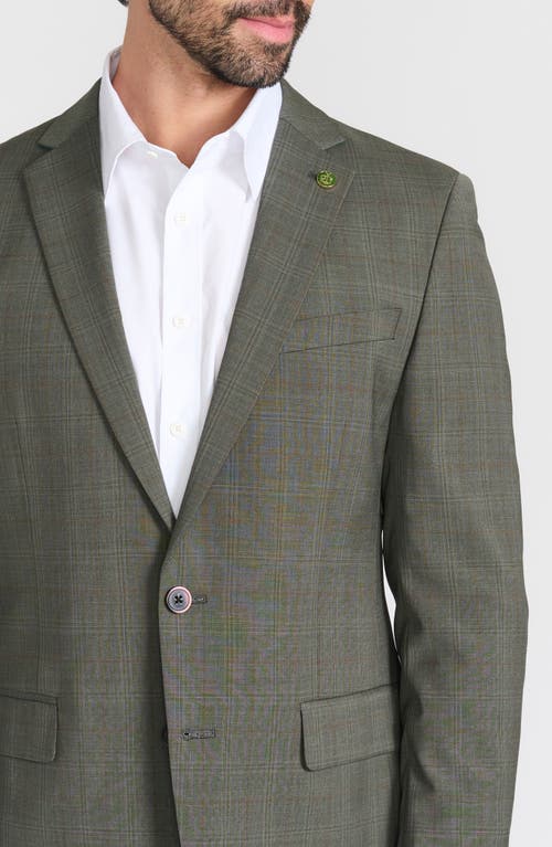 Cricketeer Olive Windowpane Plaid Wool Blend Suit In Olive