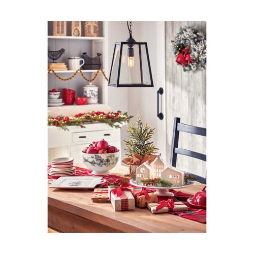 Tag Farmhouse Christmas Earthenware White Pedestal Bowl In White