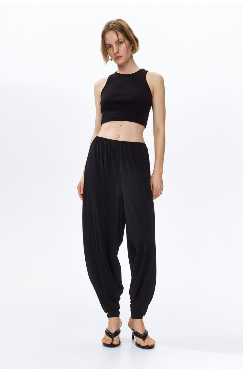 H&M Jersey Barrel Trousers, Alternate, color, Black