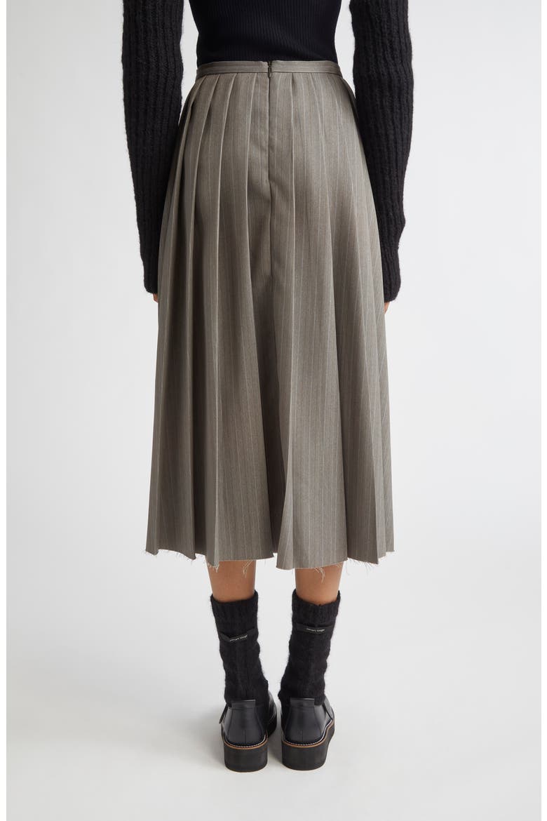 Pleated Pinstripe Shifted Suiting Skirt, Alternate, color, GREY