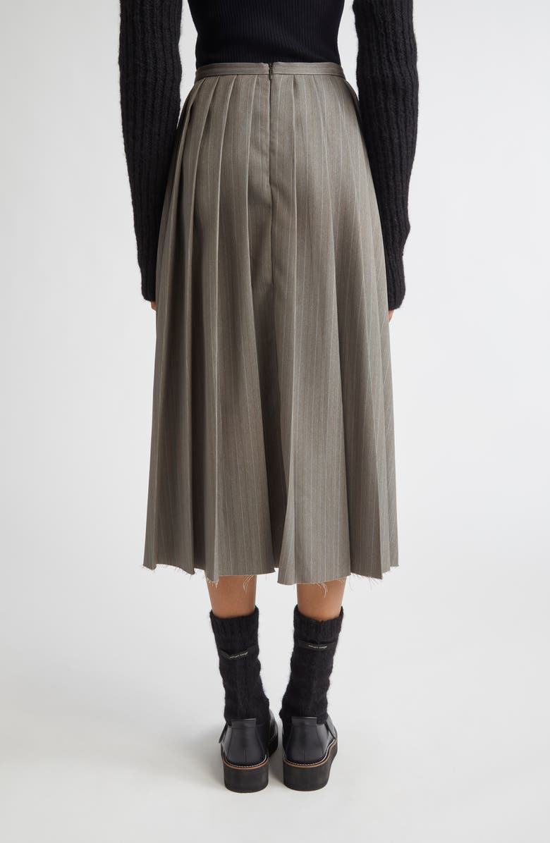 Meruert Tolegen Pleated Pinstripe Shifted Suiting Skirt, Alternate, color, Grey