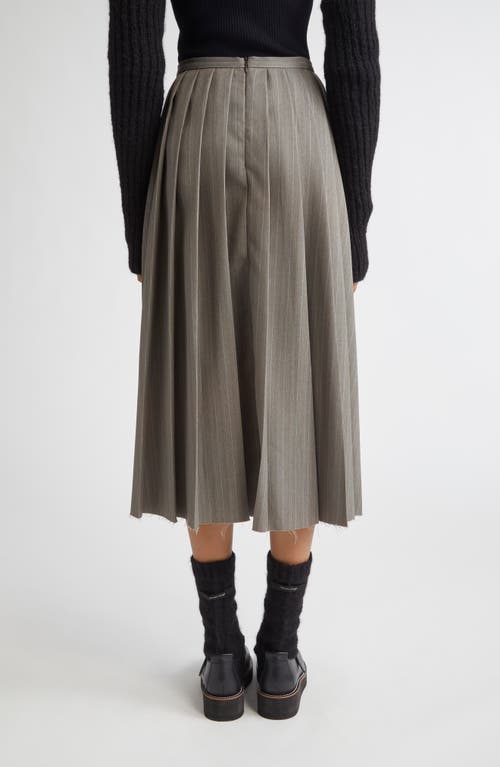 Meruert Tolegen Pleated Pinstripe Shifted Suiting Skirt In Gray