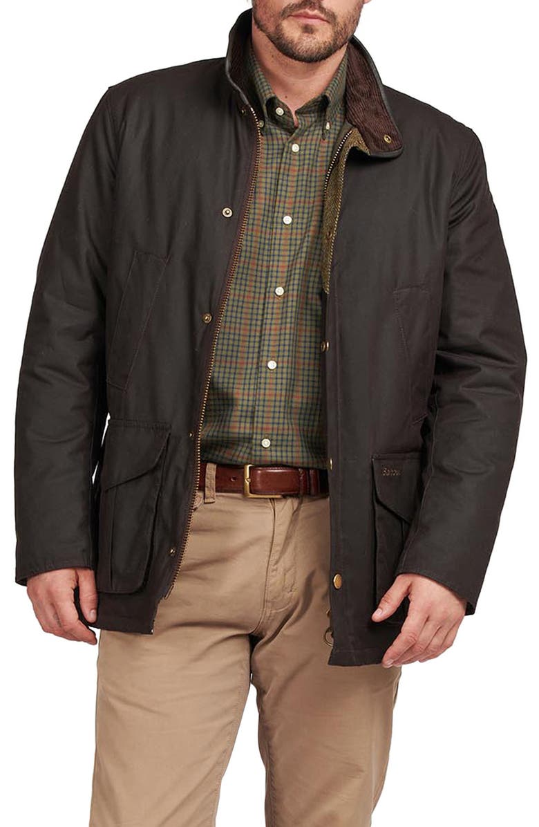 Barbour Hereford Waxed Cotton Jacket, Main, color, 