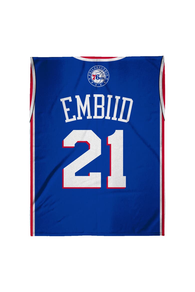 Philadelphia 76ers Joel Embiid 60" x 80" Raschel Throw Blanket, Alternate, color, None