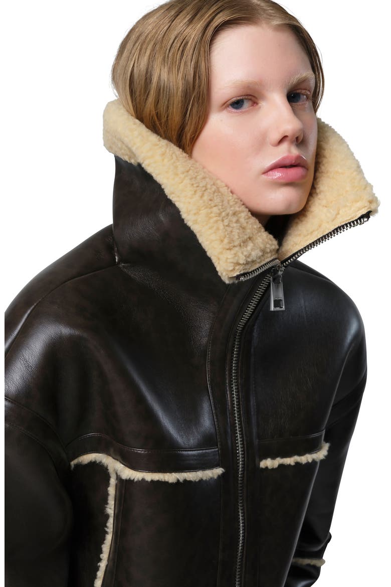 Calina Bonded Faux Shearling Coat, Alternate, color, JAVA SAND