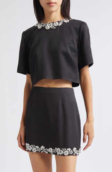 Adona Floral Jewel Embellished Crop Top