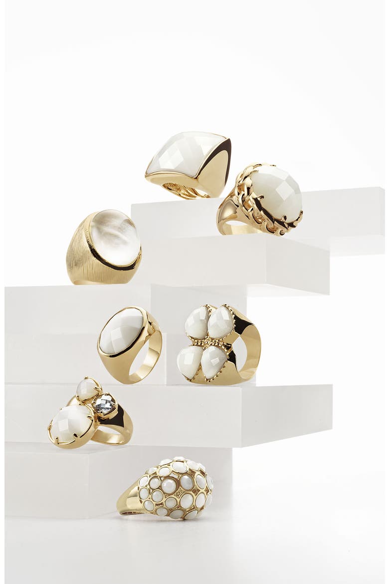 Clover Cat's Eye Ring, Alternate, color, WHITE/ GOLD