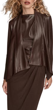Donna Karan New York Flyaway Faux Leather & Knit Jacket