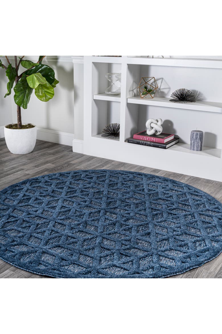 Talaia Neutral Geometric Indoor/Outdoor Area Rug, Alternate, color, Navy-Blue