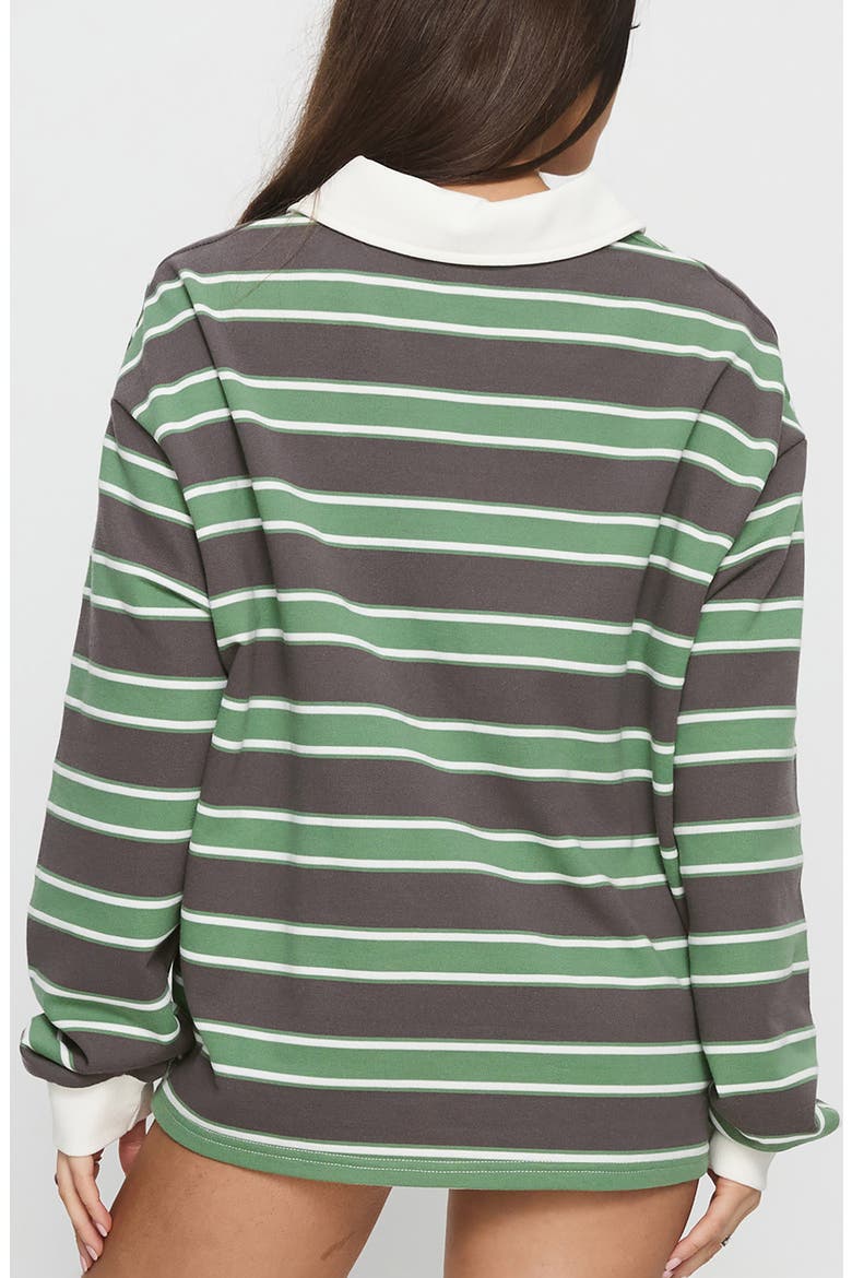 Tycen Rugby Sweater, Alternate, color, GREEN / GREY STRIPE