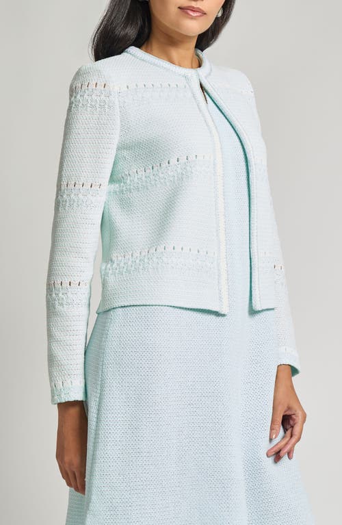 Misook Modern Fit Knit Jacket In Aquatic/white