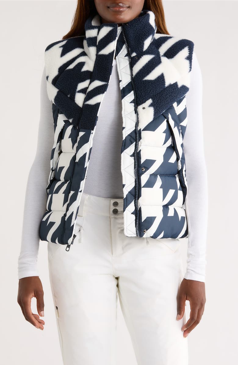 Helly Hansen Bliss Hybrid 600 Fill Power Down Vest, Main, color, Navy Houndstooth