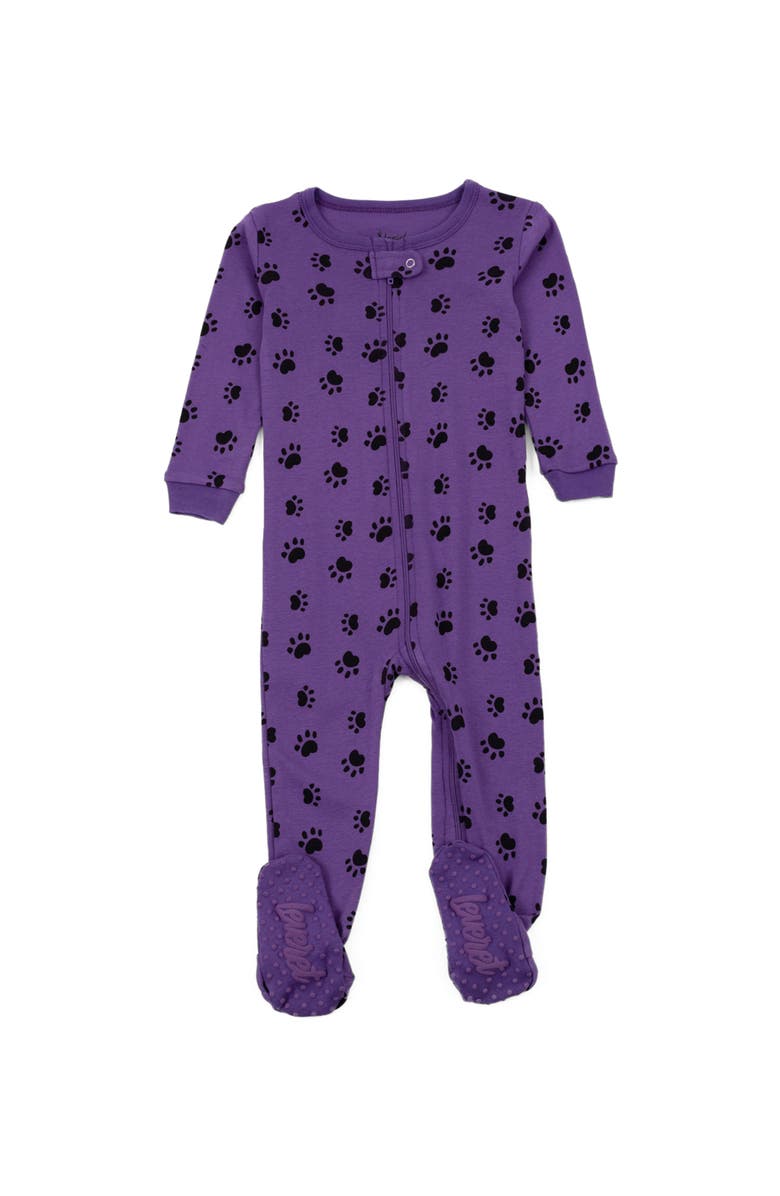 Leveret Footed Printed Cotton Matching Family Pajamas, Coordinated Prints, Alternate, color, Purple Dog Paw