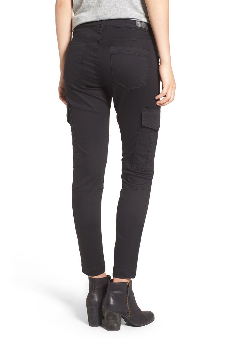 Cargo Pocket Skinny Pants, Alternate, color, BLACK