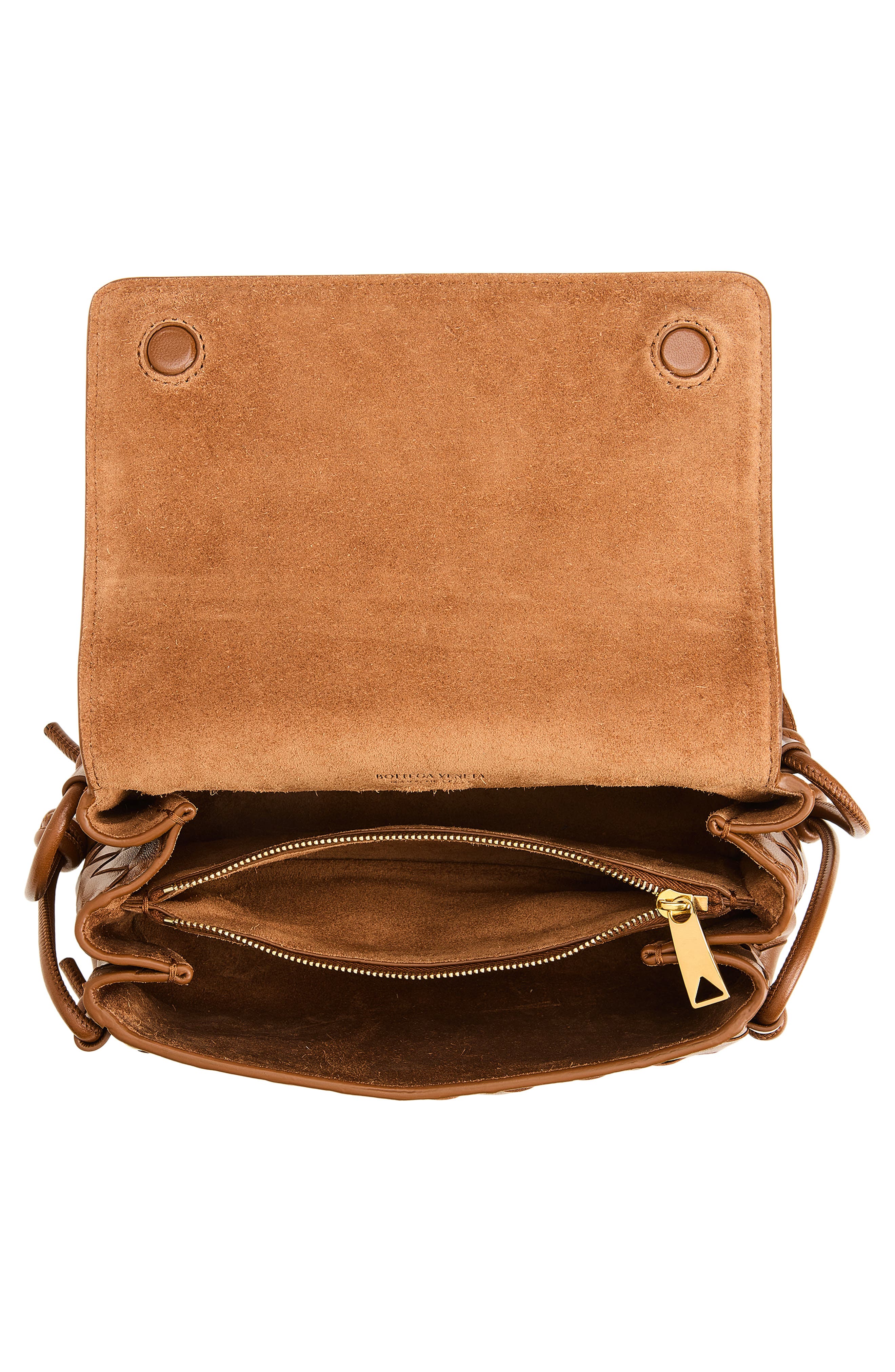 Bottega Veneta Discoteca Intrecciato Leather Crossbody Pouch, Alternate, color, 2376 Tannin-Gold