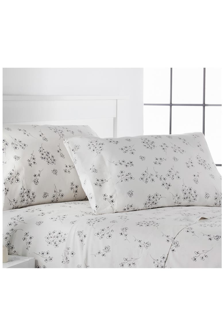 Premium Collection Printed Deep Pocket Sweet Flowers Sheet Set, Alternate, color, GRAY