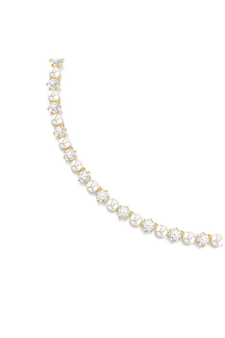 Matrix Crystal & Faux Pearl Tennis Necklace, Alternate, color, WHITE/ GOLD