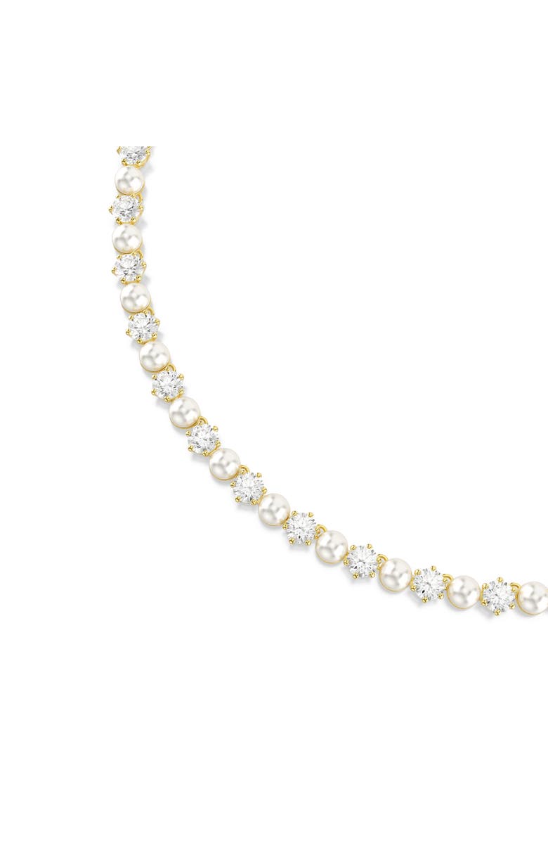 Swarovski Matrix Crystal & Faux Pearl Tennis Necklace, Alternate, color, White/ Gold