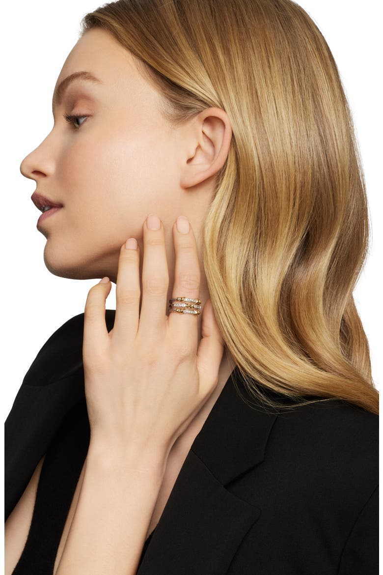 Petite Helena Three Row Ring with 18K Gold and Diamonds, Alternate, color, DIAMOND/ SILVER