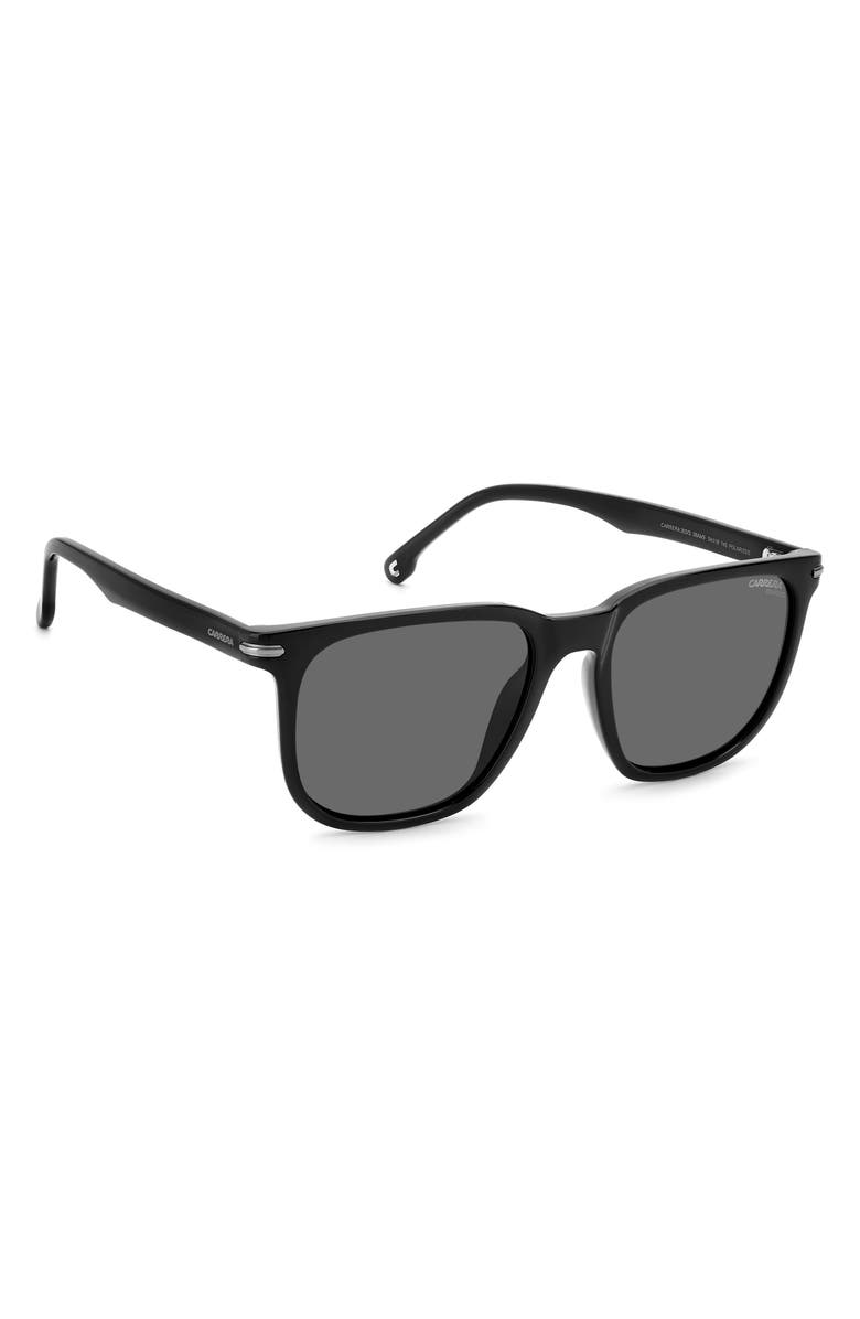 Carrera Eyewear 54mm Polarized Rectangle Sunglasses, Alternate, color, Black Grey Polar