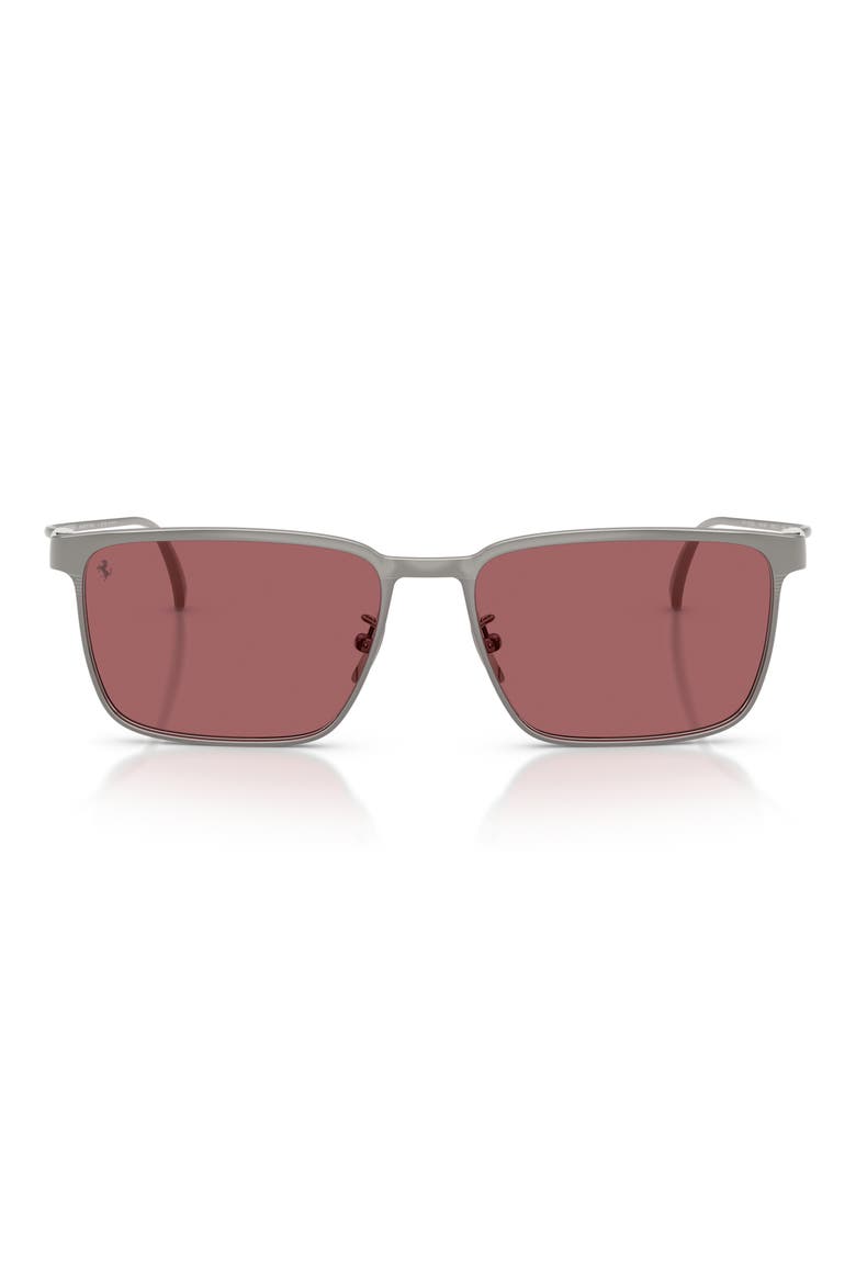 58mm Polarized Pillow Sunglasses, Main, color, GUINMETAL MATTE / RED