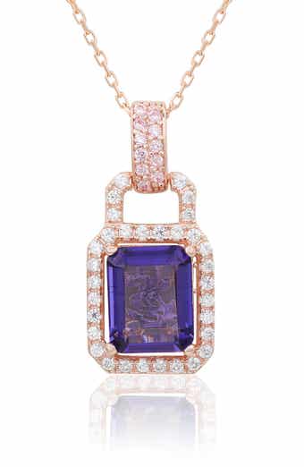 Rose Gold Plated Sterling Silver Cubic Zirconia Pendant Necklace