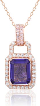 SUZY LEVIAN Rose Gold Plated Sterling Silver Cubic Zirconia Pendant Necklace