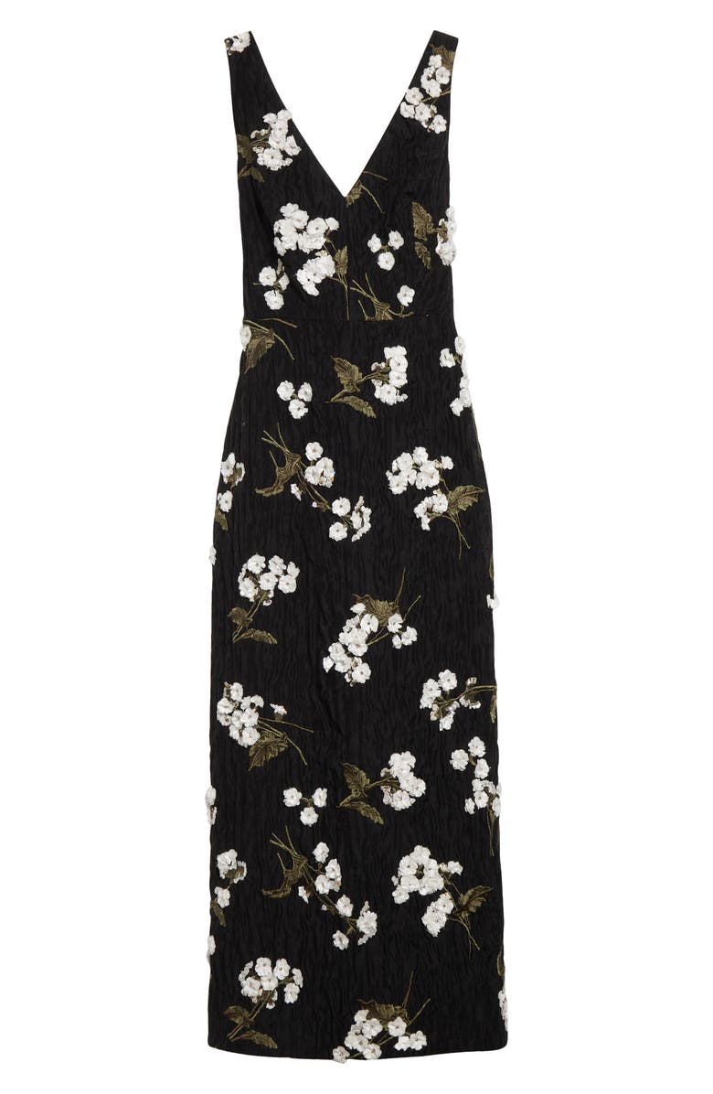 Erdem Floral Appliqué Cloqué Cocktail Dress, Alternate, color, 