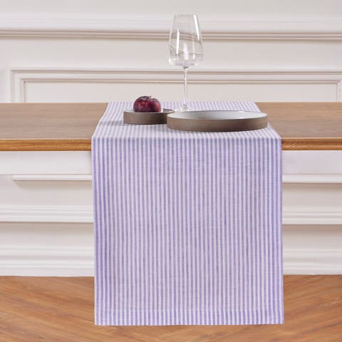 Linen Table Runner for Dining Table, Holiday and Everyday Table Decor - Narrow Stripe
