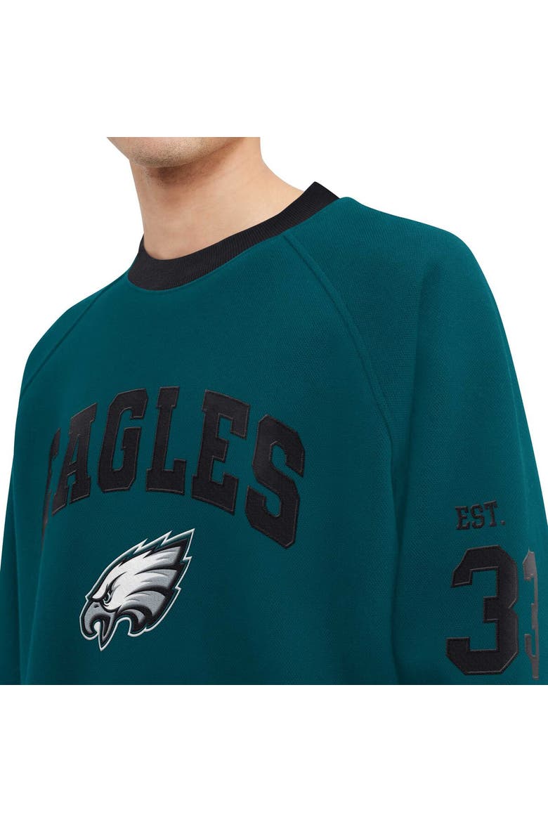 Men's Tommy Hilfiger Midnight Green Philadelphia Eagles Reese Raglan Tri-Blend Pullover Sweatshirt, Alternate, color, Green