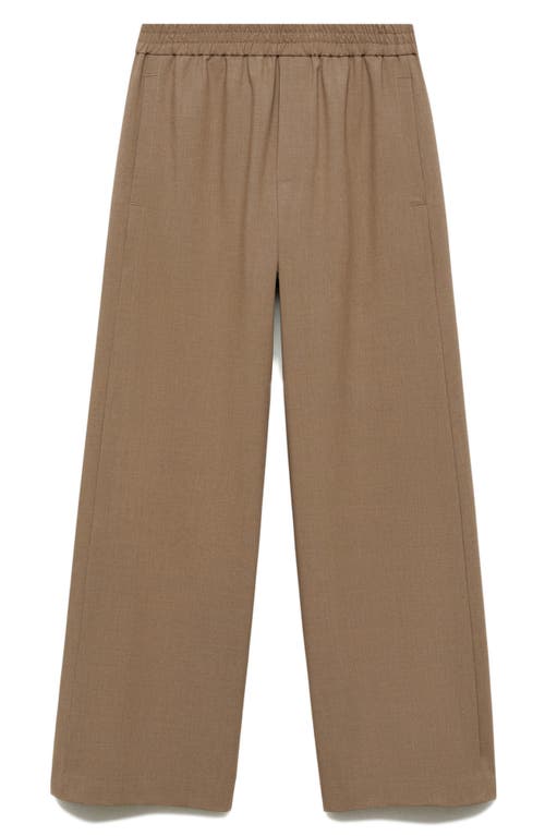 Mango Wide Leg Pull-on Pants In Medium Brown