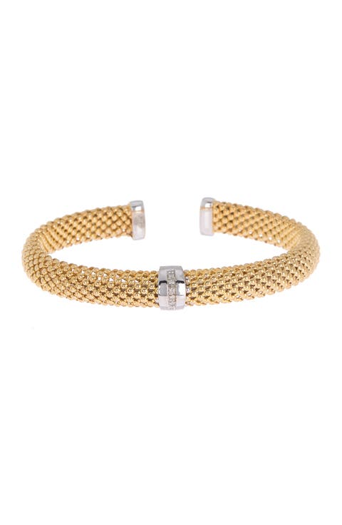 18K Gold Vermeil Diamond Bangle Bracelet - 0.12ct.