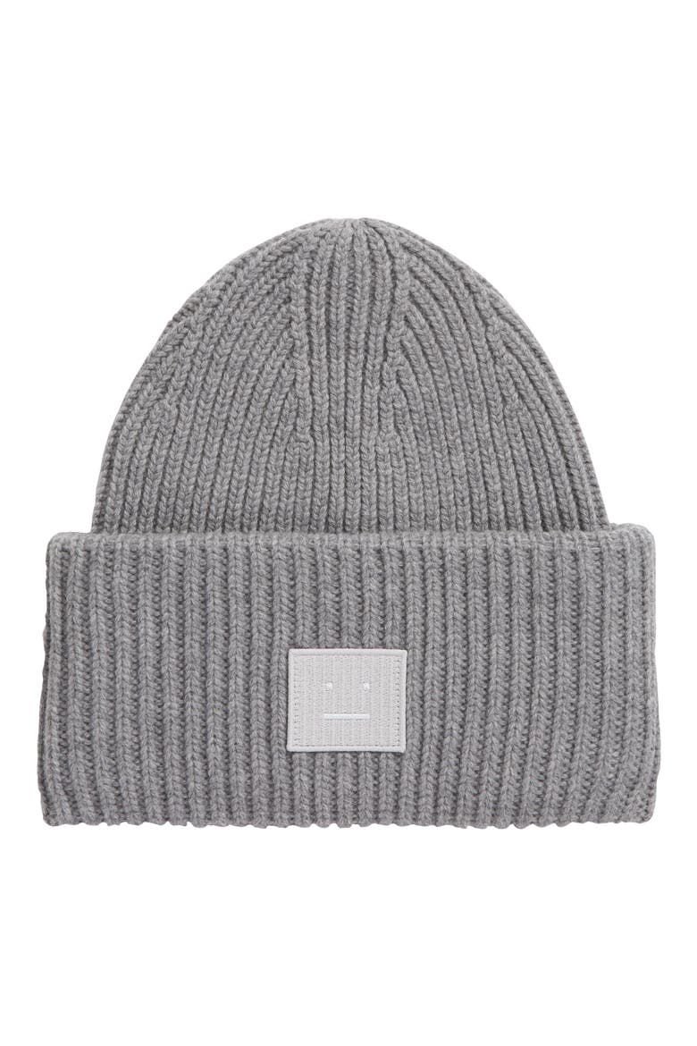 Face Patch Wool Beanie, Main, color, GREY MELANGE