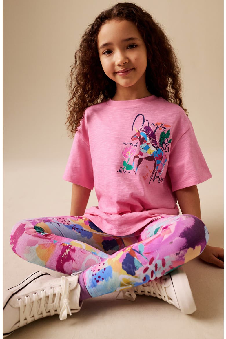 Kids' Unicorn Graphic T-Shirt & Leggings Set, Alternate, color, PINK