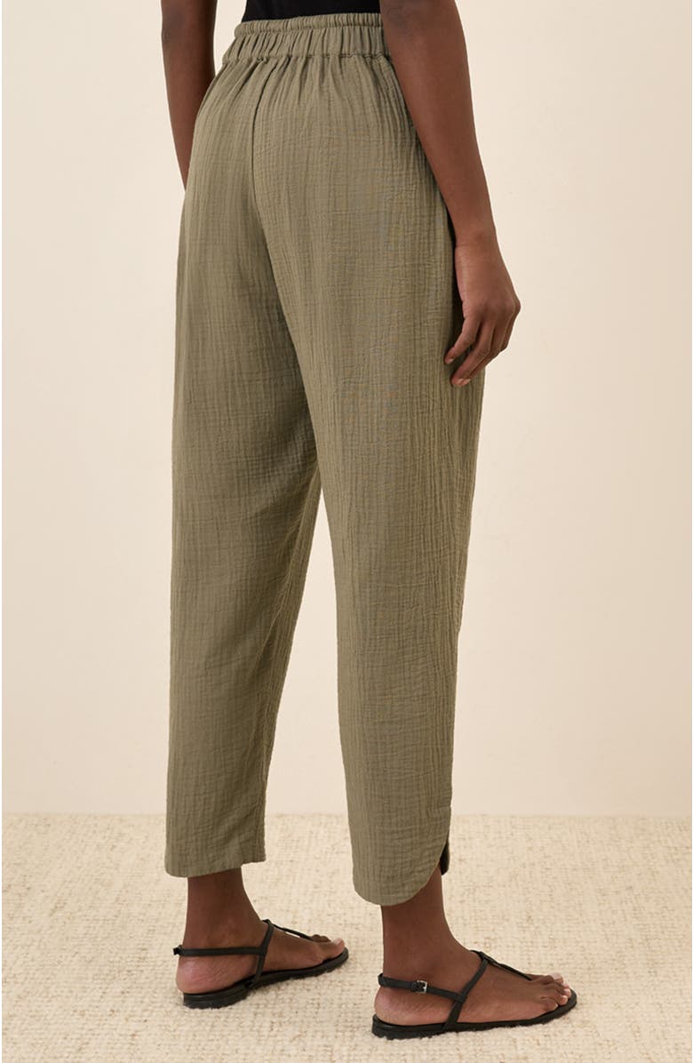 Pact Organic Cotton Coastal Double Gauze Tapered Pull-On Pant, Alternate, color, Khaki Green