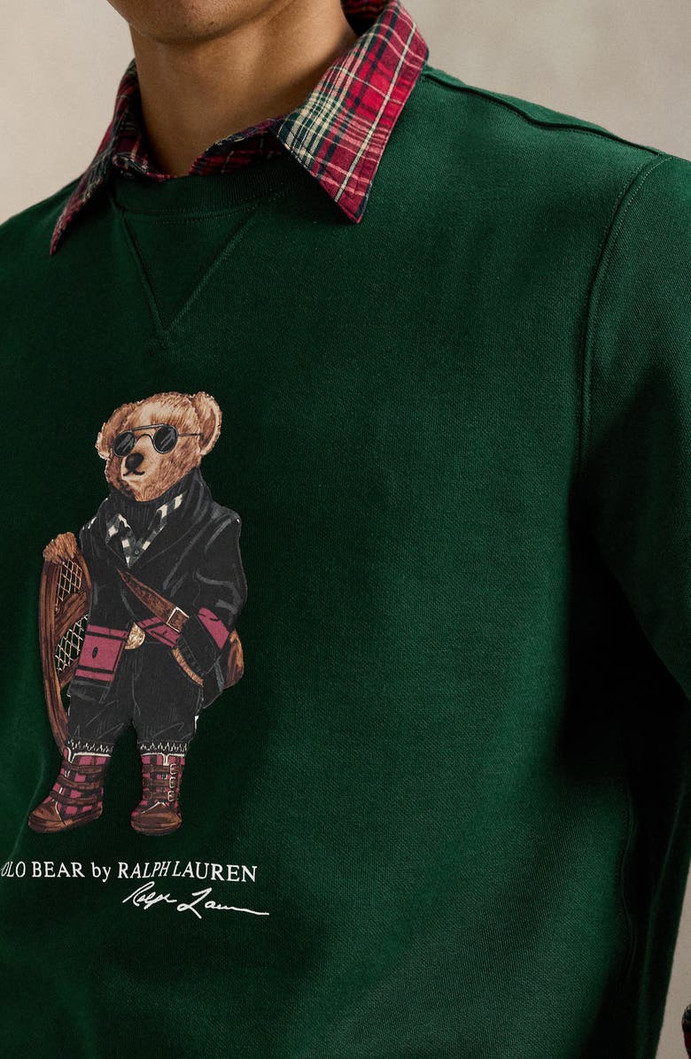Polo Ralph Lauren Polo Bear Fleece Graphic Sweatshirt, Alternate, color, Fa25 Moss Agate Holiday Bear