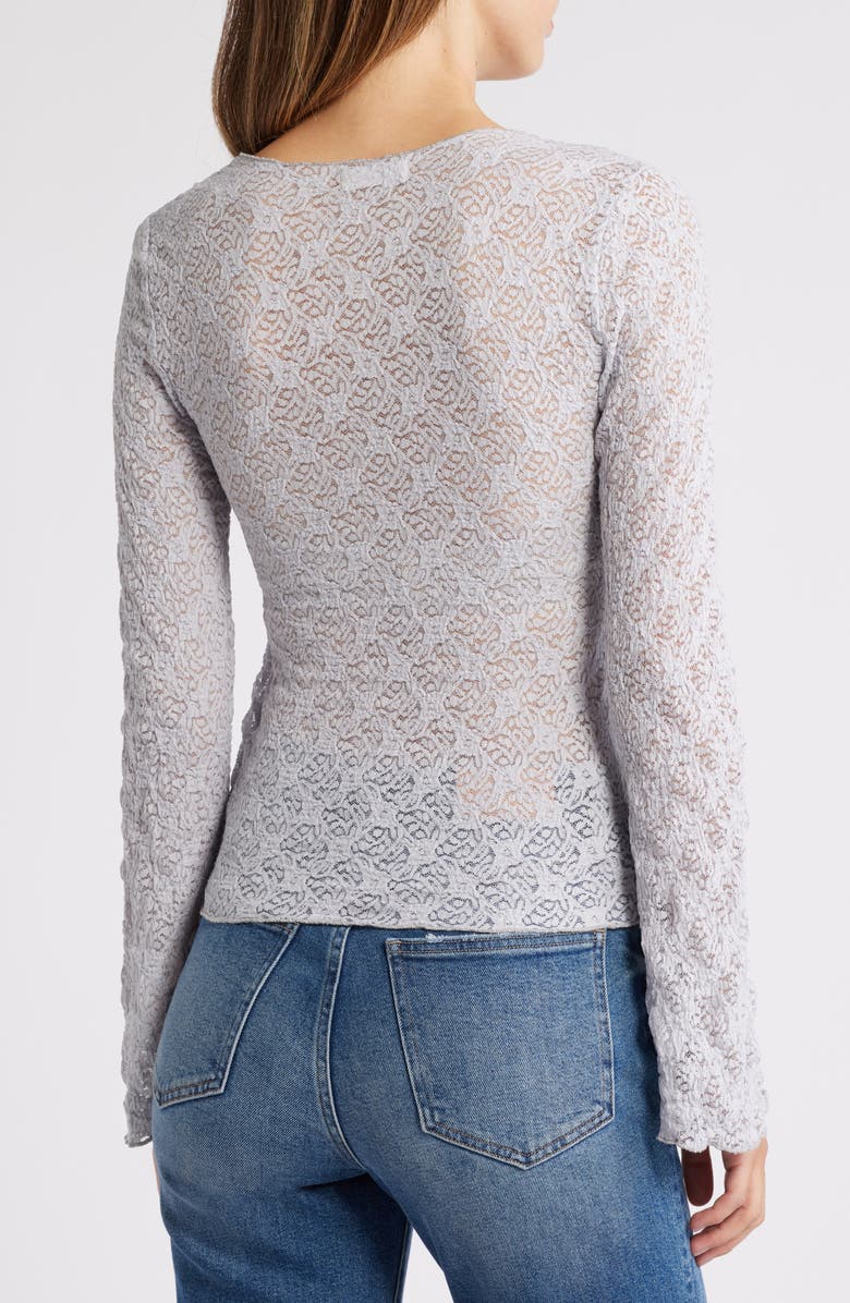 Loveappella Floral Lace Top, Alternate, color, Dove Gray