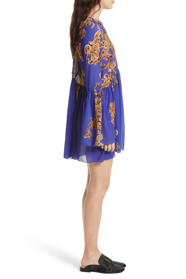 Bell Sleeve Swing Dress, Alternate, color, BLUE
