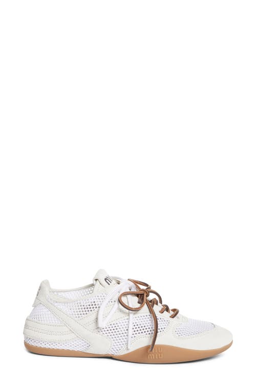 Miu Miu Gymnasium Mixed Media Low Top Sneaker In White